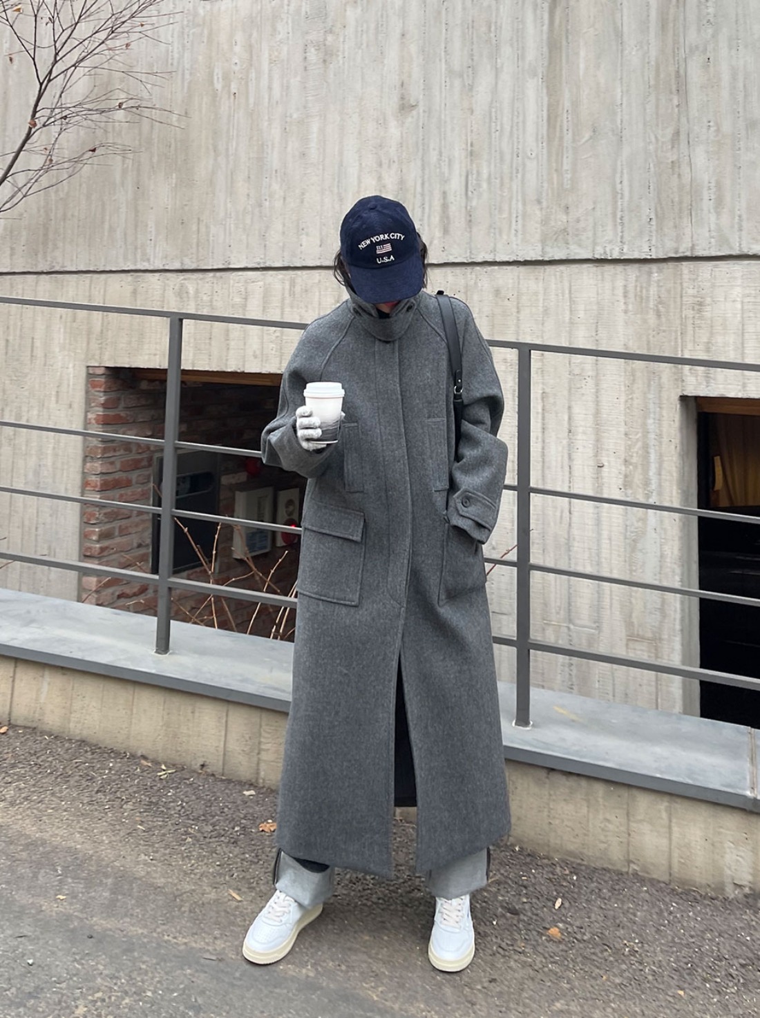 Veronica wool flap coat (gray)
